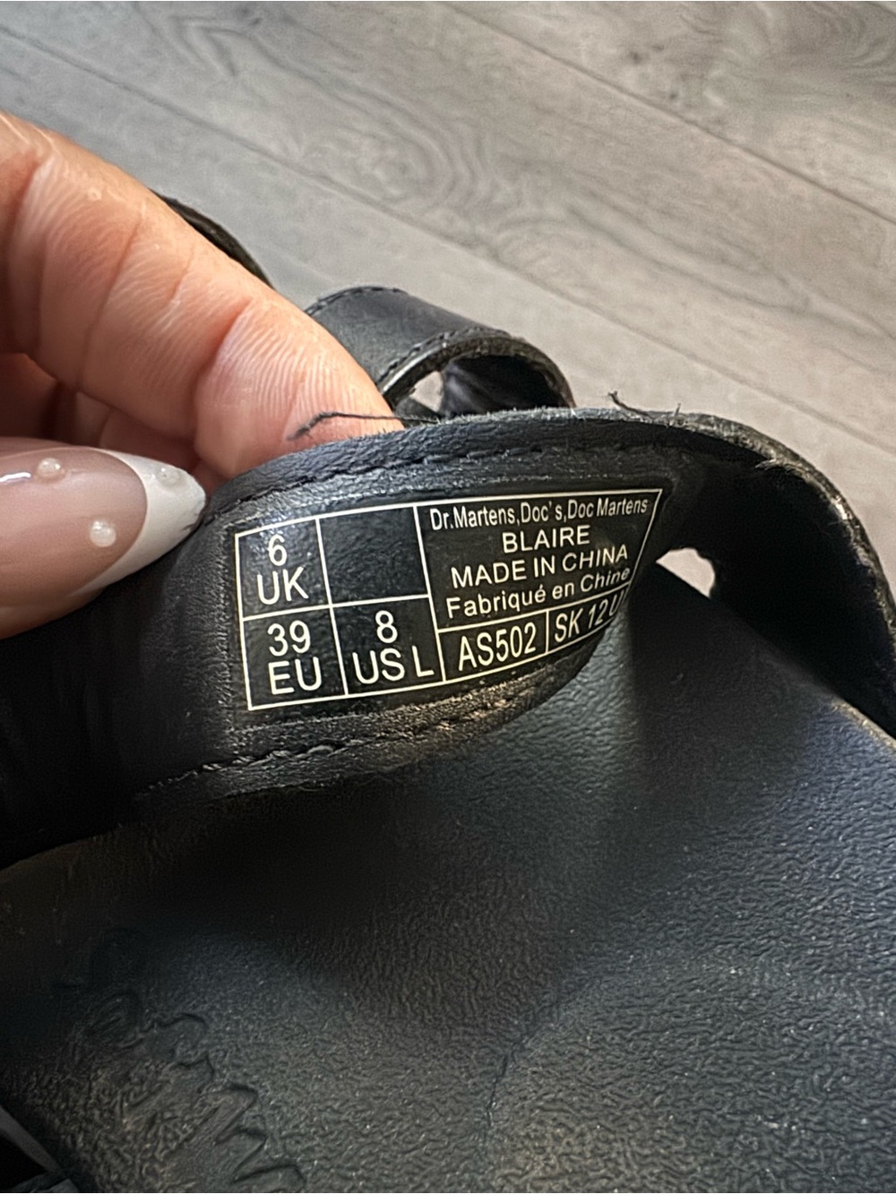 Dr. Martens Black Leather Strappy Sandals with Black Stitching, Size 8 - Picture 12 of 12